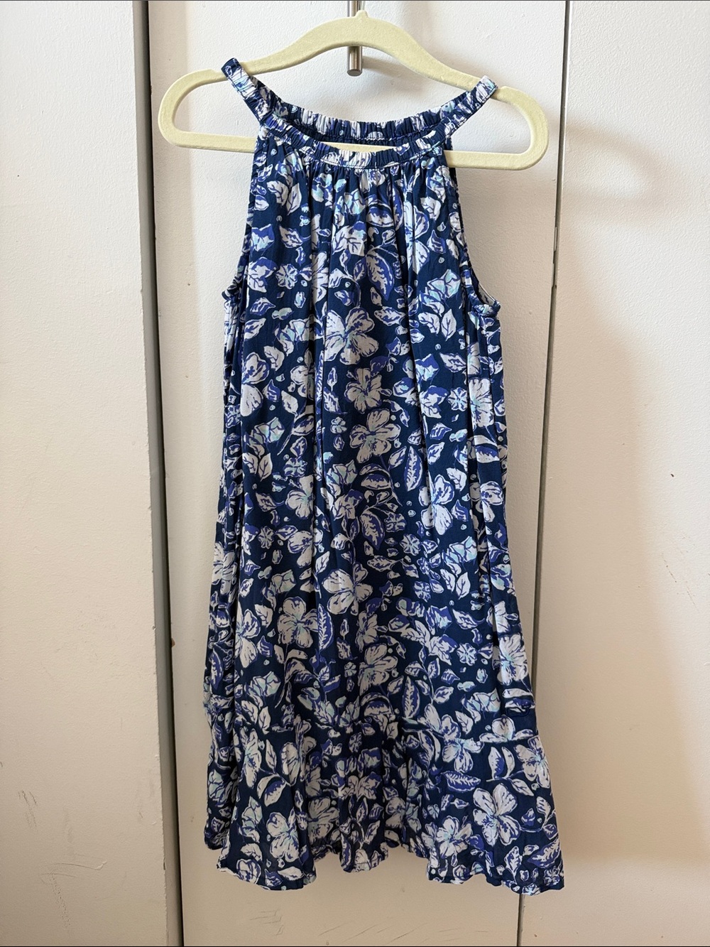 Vineyard Vines Navy and White Floral Halter Dress